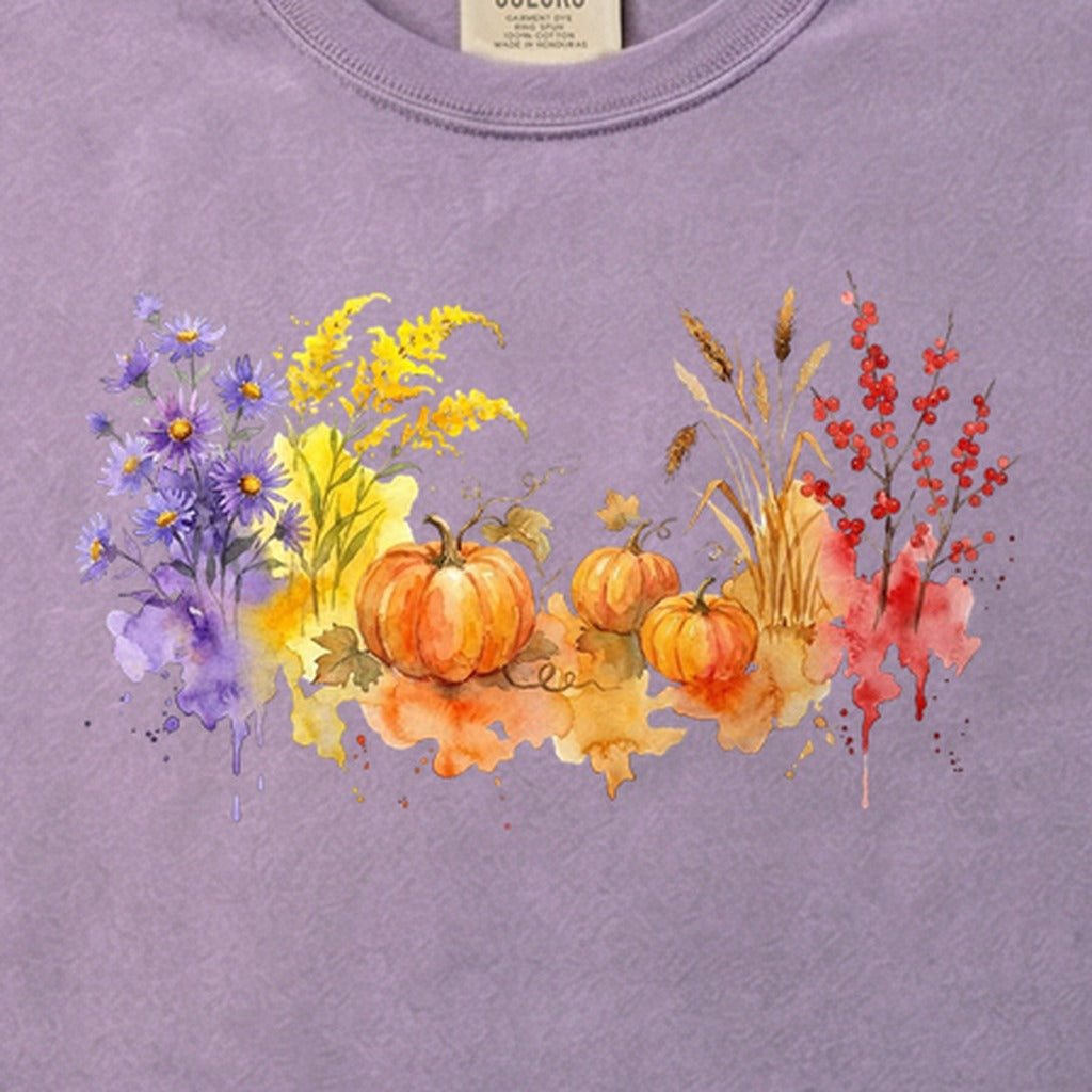 Watercolor Pumpkin Patch Cotton T-Shirt