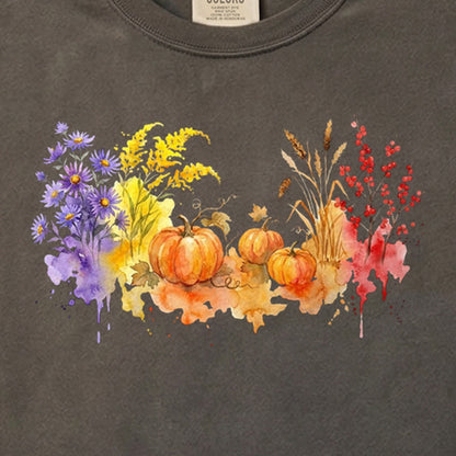 Watercolor Pumpkin Patch Cotton T-Shirt