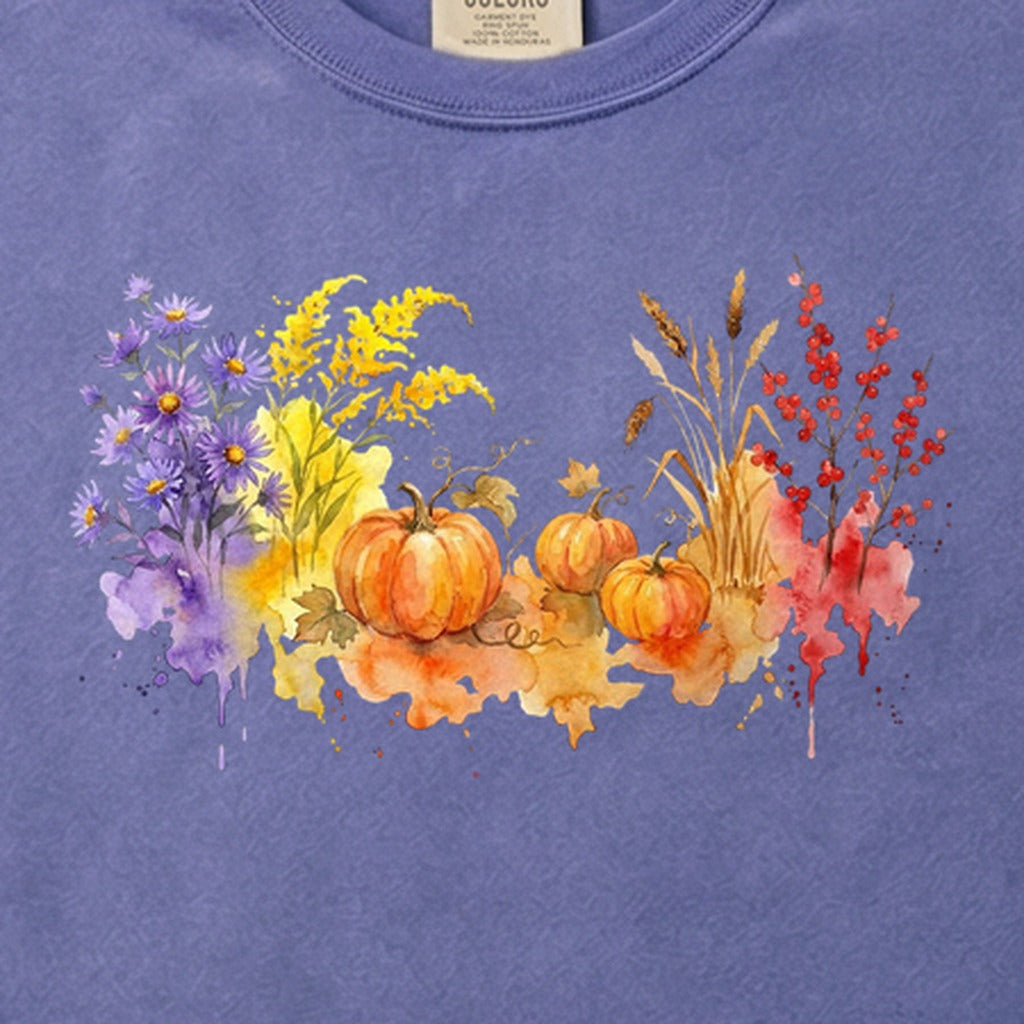 Watercolor Pumpkin Patch Cotton T-Shirt