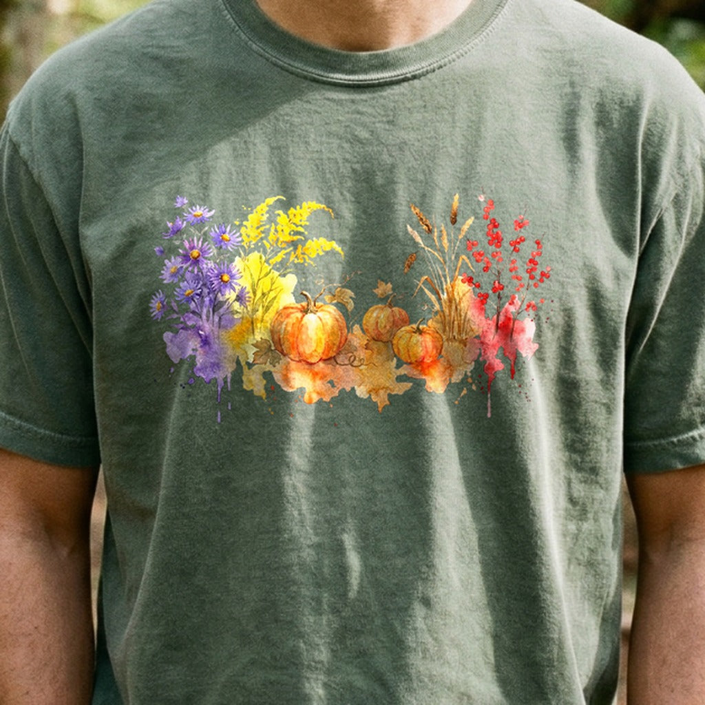 Watercolor Pumpkin Patch Cotton T-Shirt