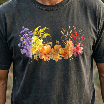 Watercolor Pumpkin Patch Cotton T-Shirt