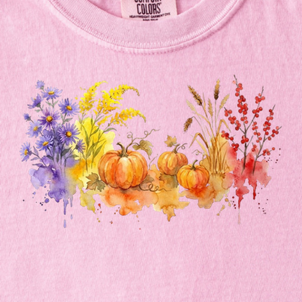 Watercolor Pumpkin Patch Kids Cotton T-Shirt