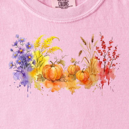 Watercolor Pumpkin Patch Kids Cotton T-Shirt