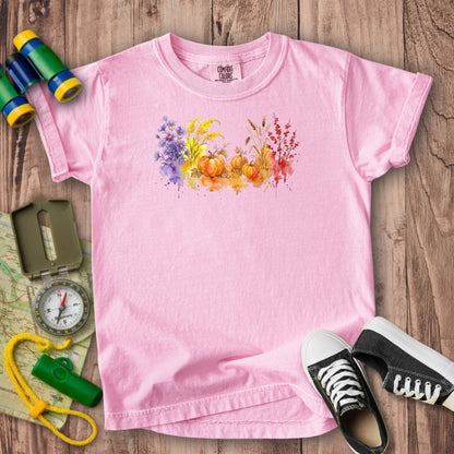 Watercolor Pumpkin Patch Kids Cotton T-Shirt