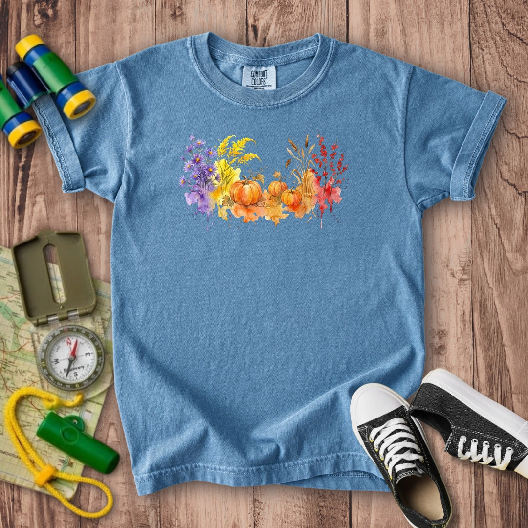 Watercolor Pumpkin Patch Kids Cotton T-Shirt