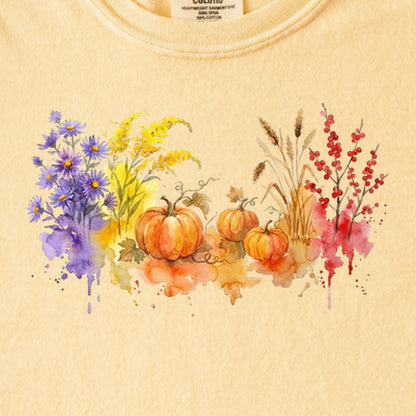 Watercolor Pumpkin Patch Kids Cotton T-Shirt
