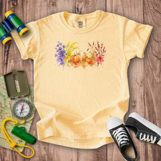 Watercolor Pumpkin Patch Kids Cotton T-Shirt