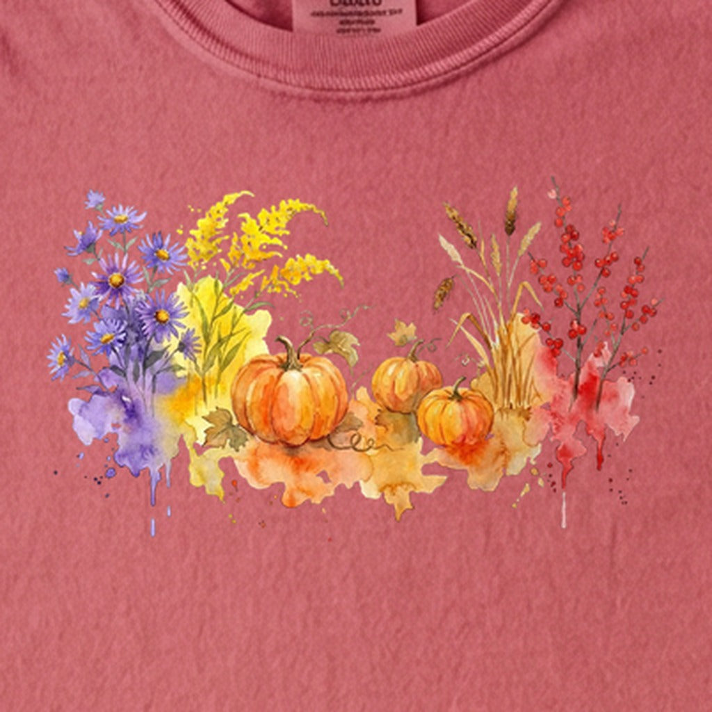 Watercolor Pumpkin Patch Kids Cotton T-Shirt