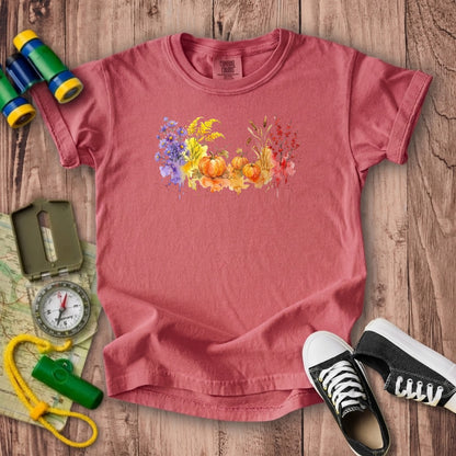Watercolor Pumpkin Patch Kids Cotton T-Shirt