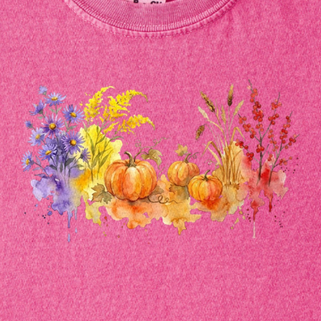 Watercolor Pumpkin Patch Kids Cotton T-Shirt
