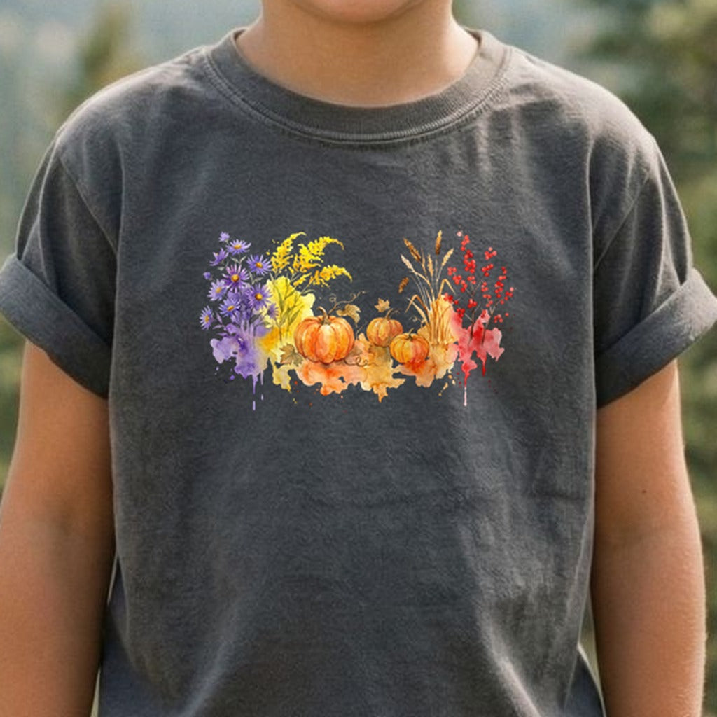 Watercolor Pumpkin Patch Kids Cotton T-Shirt