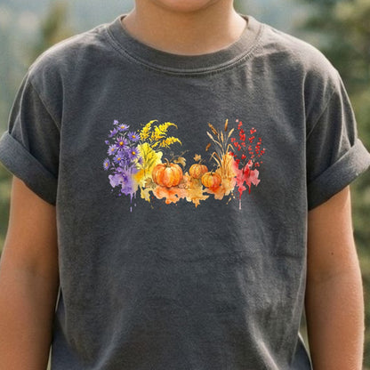 Watercolor Pumpkin Patch Kids Cotton T-Shirt