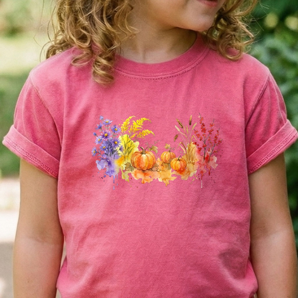 Watercolor Pumpkin Patch Kids Cotton T-Shirt
