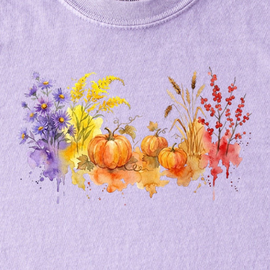 Watercolor Pumpkin Patch Kids Cotton T-Shirt