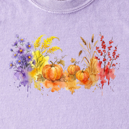 Watercolor Pumpkin Patch Kids Cotton T-Shirt
