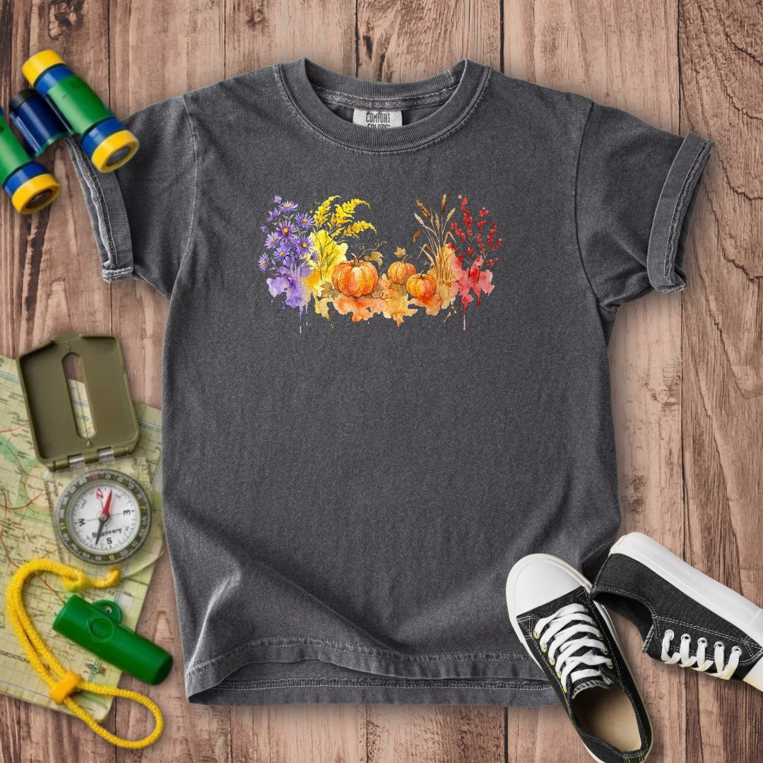 Watercolor Pumpkin Patch Kids Cotton T-Shirt