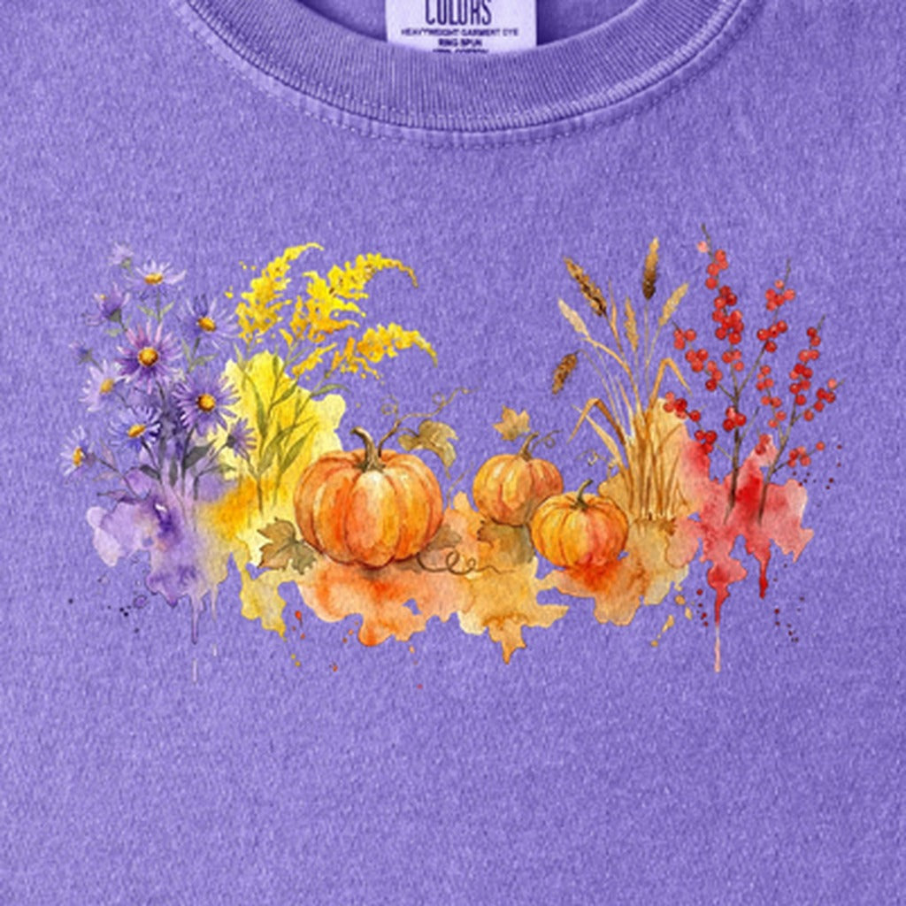 Watercolor Pumpkin Patch Kids Cotton T-Shirt