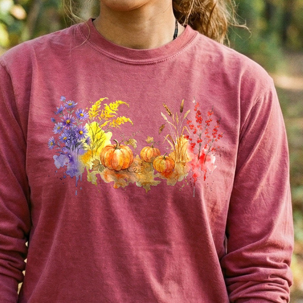 Watercolor Pumpkin Patch Premium Long Sleeve
