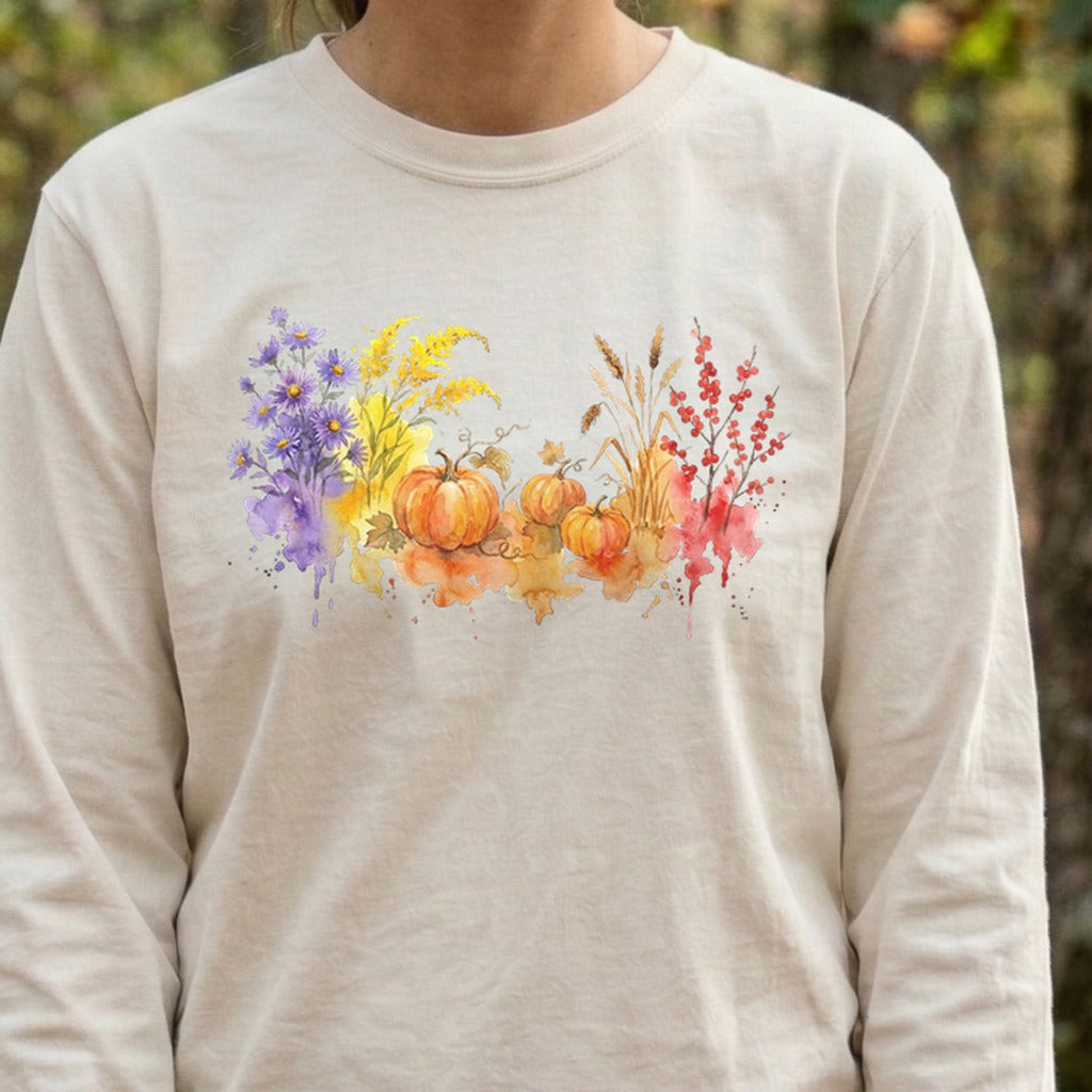 Watercolor Pumpkin Patch Premium Long Sleeve