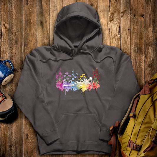 Halloween Skeleton Watercolor Wildflowers Hoodie
