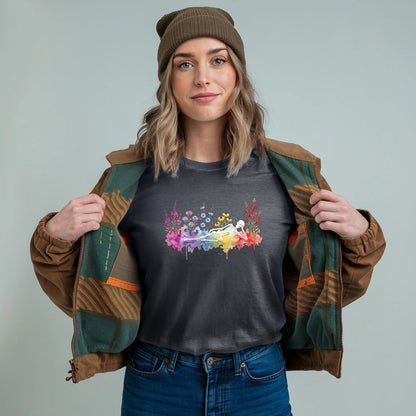 Halloween Skeleton Watercolor Wildflowers T-Shirt