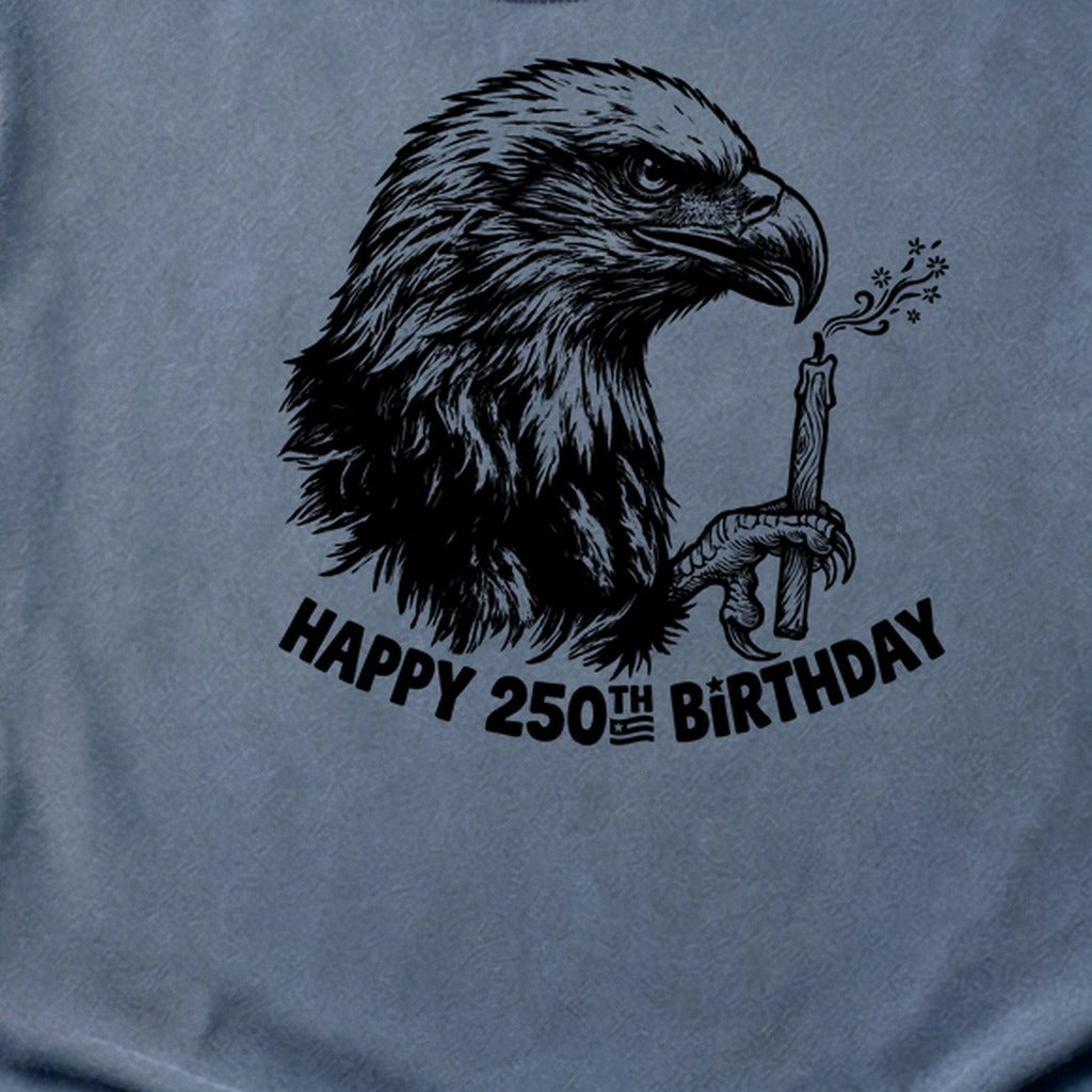 Happy 250th Birthday America Eagle Blowing Out a Candle Cotton T-Shirt