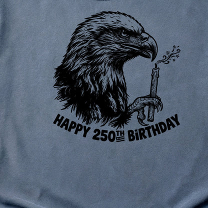 Happy 250th Birthday America Eagle Blowing Out a Candle Cotton T-Shirt