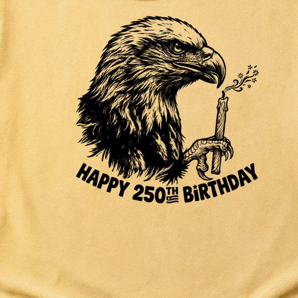 Happy 250th Birthday America Eagle Blowing Out a Candle Cotton T-Shirt