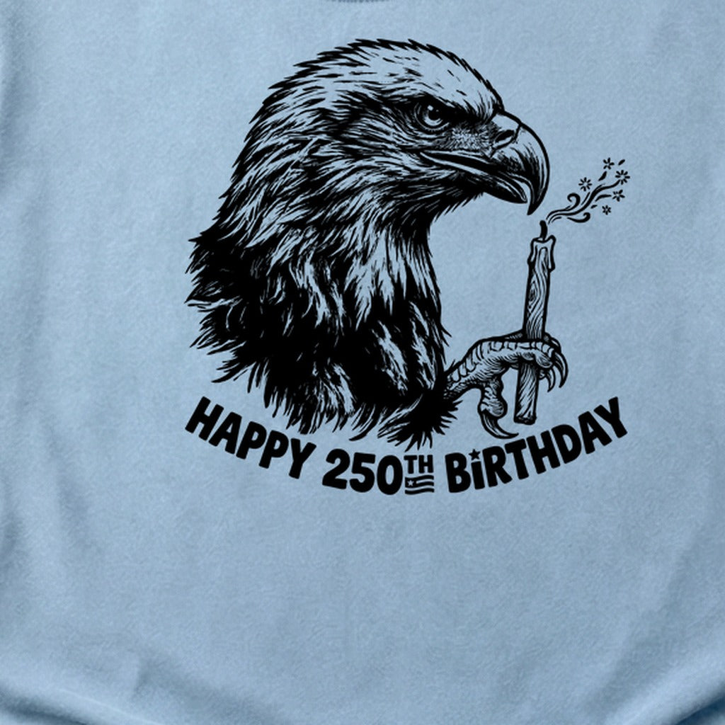 Happy 250th Birthday America Eagle Blowing Out a Candle Cotton T-Shirt