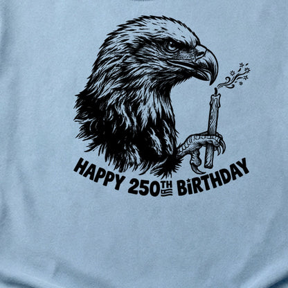Happy 250th Birthday America Eagle Blowing Out a Candle Cotton T-Shirt