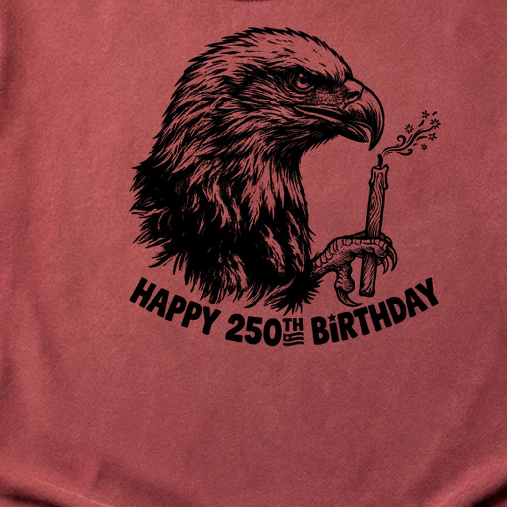 Happy 250th Birthday America Eagle Blowing Out a Candle Cotton T-Shirt