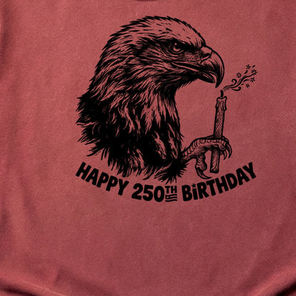 Happy 250th Birthday America Eagle Blowing Out a Candle Cotton T-Shirt