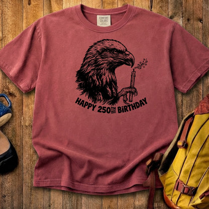 Happy 250th Birthday America Eagle Blowing Out a Candle Cotton T-Shirt