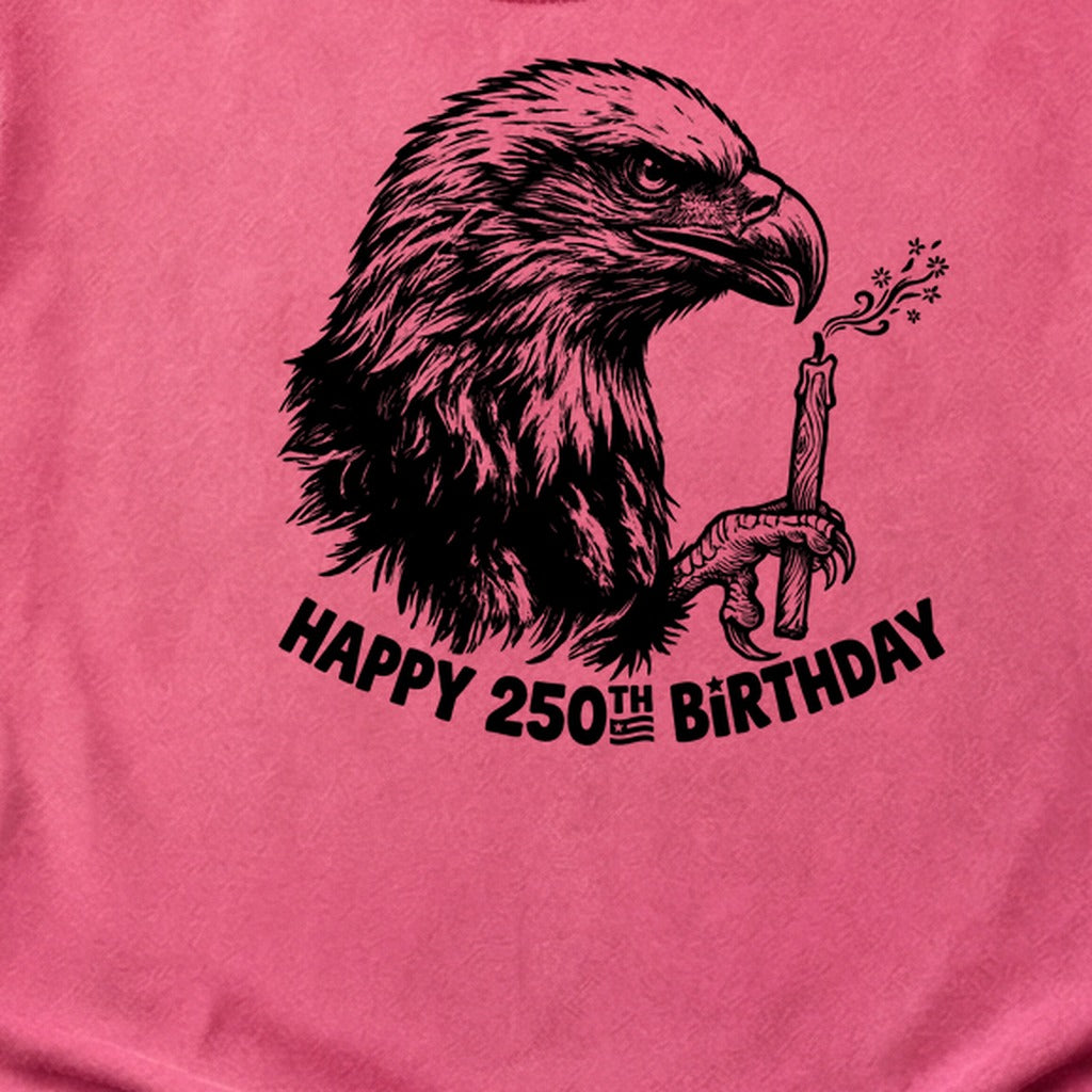Happy 250th Birthday America Eagle Blowing Out a Candle Cotton T-Shirt