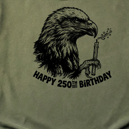 Happy 250th Birthday America Eagle Blowing Out a Candle Cotton T-Shirt