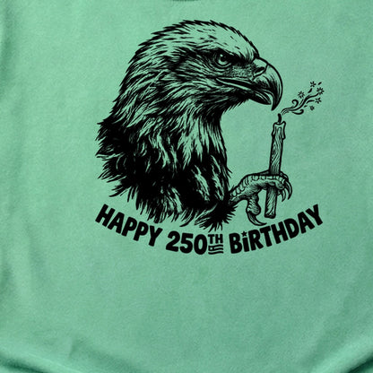 Happy 250th Birthday America Eagle Blowing Out a Candle Cotton T-Shirt