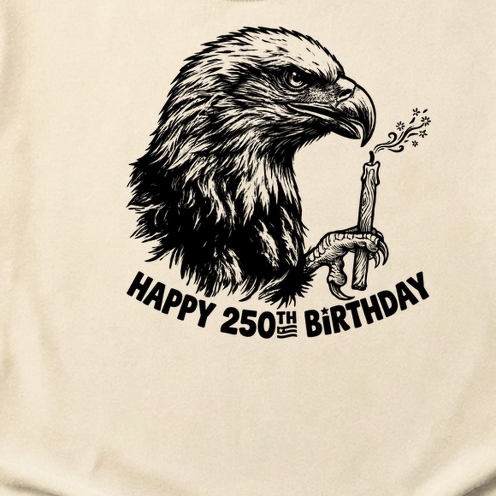 Happy 250th Birthday America Eagle Blowing Out a Candle Cotton T-Shirt