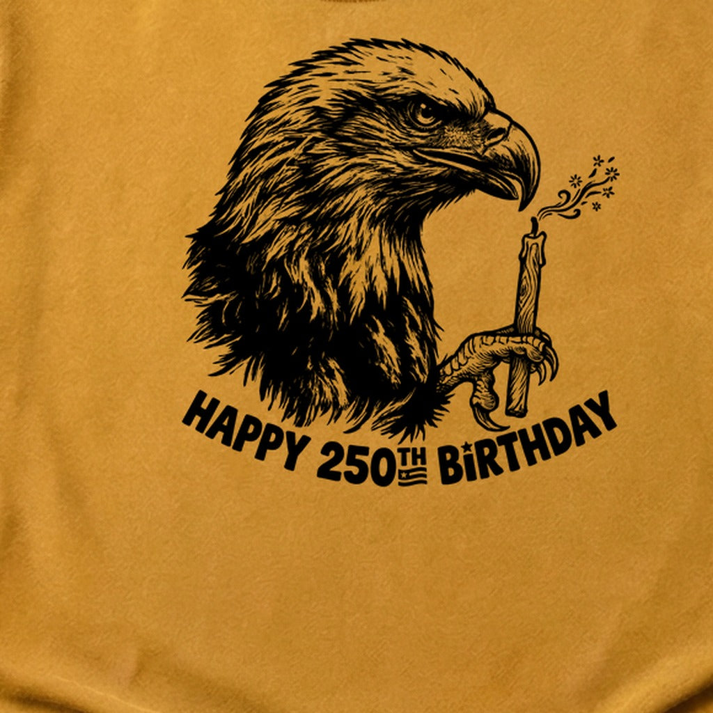Happy 250th Birthday America Eagle Blowing Out a Candle Cotton T-Shirt