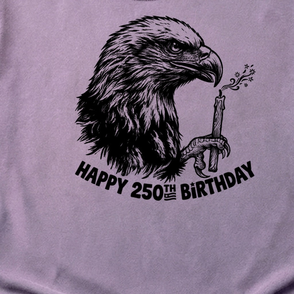 Happy 250th Birthday America Eagle Blowing Out a Candle Cotton T-Shirt