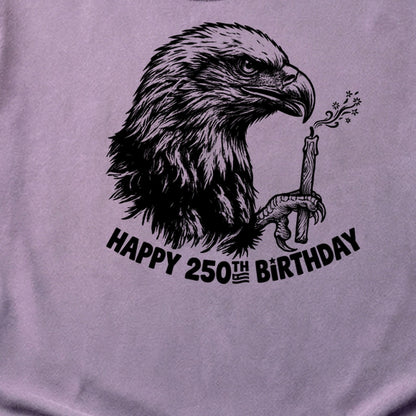Happy 250th Birthday America Eagle Blowing Out a Candle Cotton T-Shirt