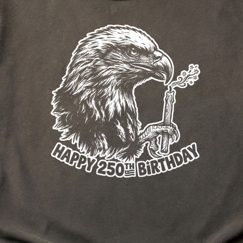 Happy 250th Birthday America Eagle Blowing Out a Candle Cotton T-Shirt
