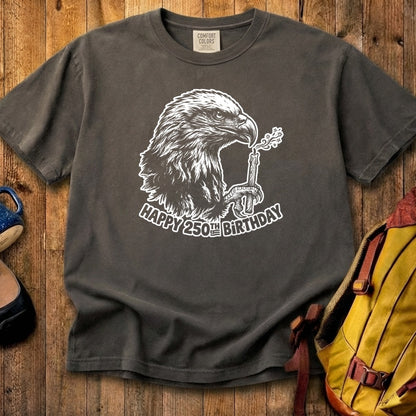Happy 250th Birthday America Eagle Blowing Out a Candle Cotton T-Shirt