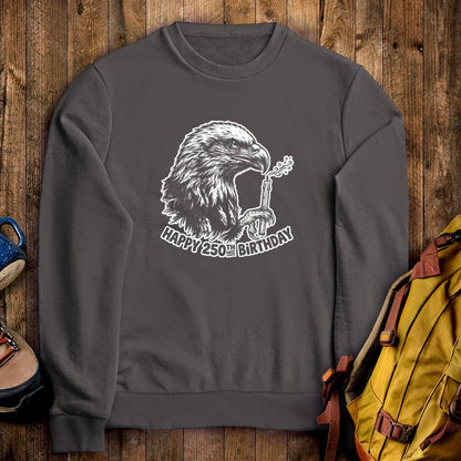 Happy 250th Birthday America Eagle Blowing Out a Candle Crewneck Sweatshirt