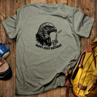 Happy 250th Birthday America Eagle Blowing Out a Candle T-Shirt