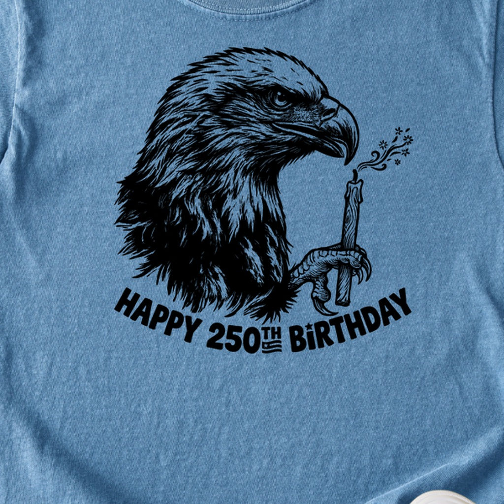 Happy 250th Birthday America Eagle Blowing Out a Candle Kids Cotton T-Shirt