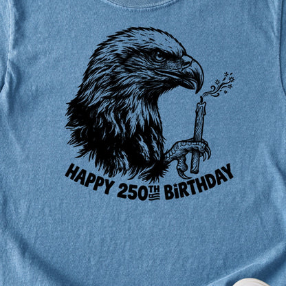 Happy 250th Birthday America Eagle Blowing Out a Candle Kids Cotton T-Shirt