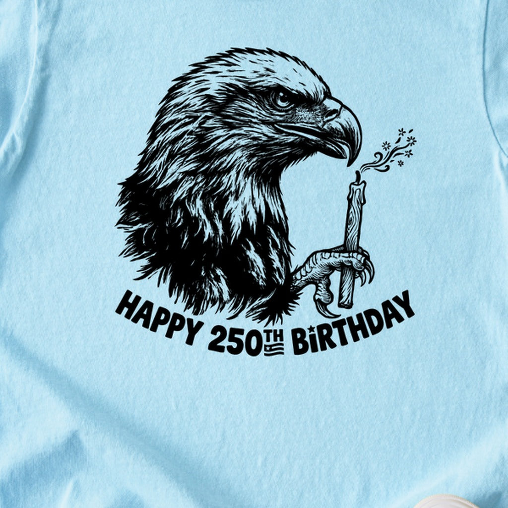 Happy 250th Birthday America Eagle Blowing Out a Candle Kids Cotton T-Shirt