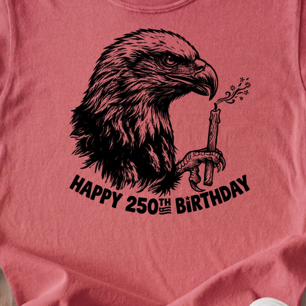 Happy 250th Birthday America Eagle Blowing Out a Candle Kids Cotton T-Shirt