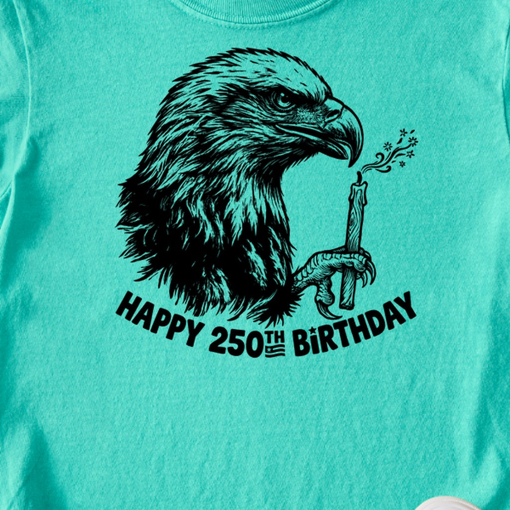 Happy 250th Birthday America Eagle Blowing Out a Candle Kids Cotton T-Shirt