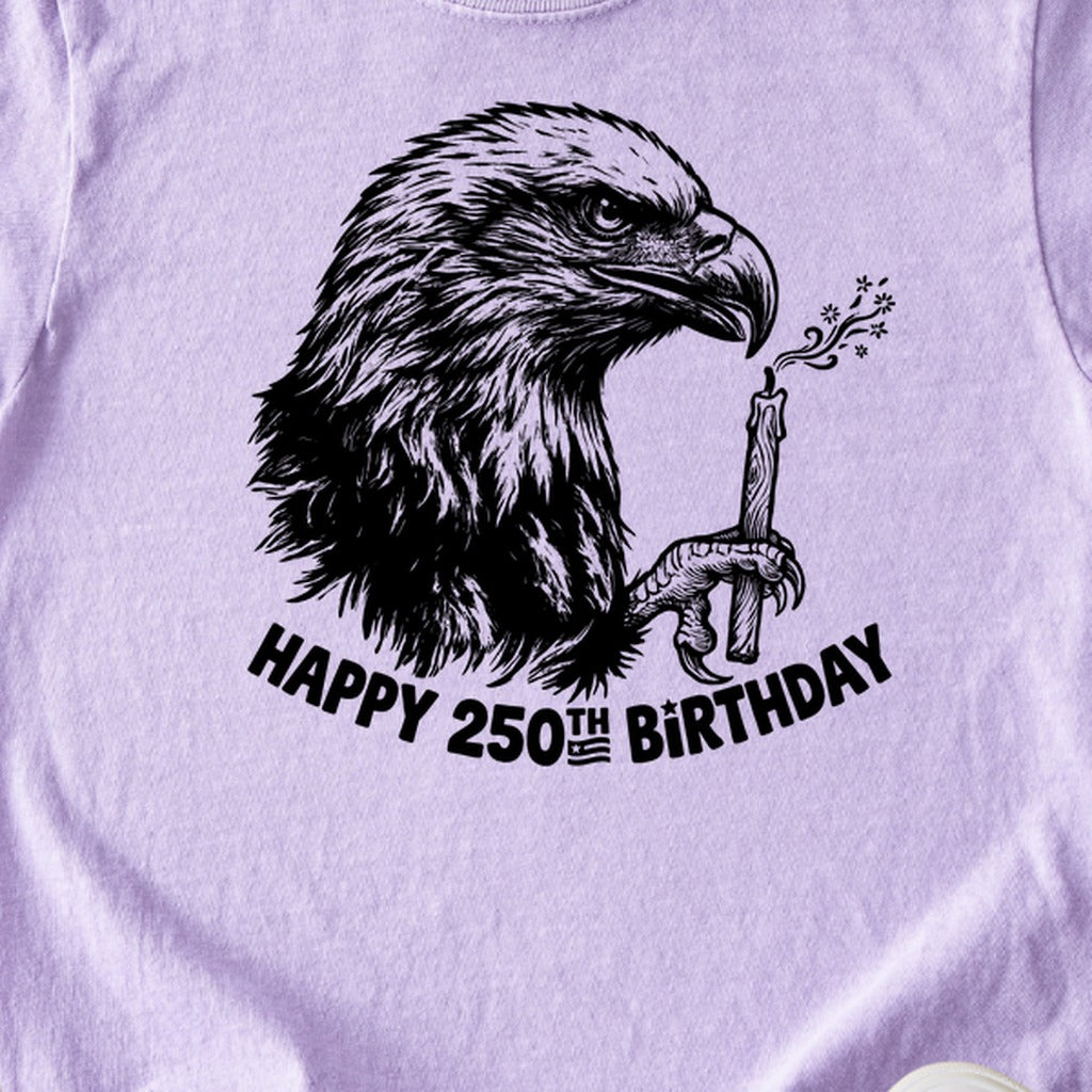 Happy 250th Birthday America Eagle Blowing Out a Candle Kids Cotton T-Shirt